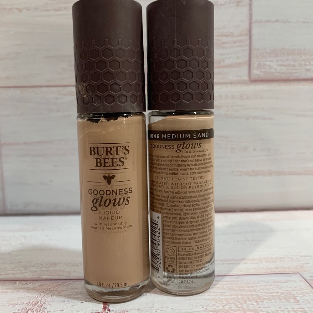 Burt’s Bees Goodness Glows Liquid Makeup, Medium Sand - 1.0 Ounce 2 PACK